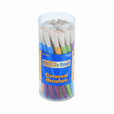 Round Natural Bristle Colossal Brushes, Colored Plastic Handles, 30/Container