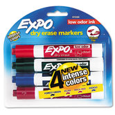 Low Odor Dry Erase Markers, Chisel Tip, Assorted, 4/Set
