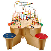 Fleur Table with 4 Attached Stools