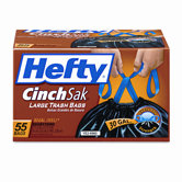(55 per Carton) 30 gallon Hefty Cinch Sak Tall Kitchen & Trash Bags