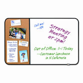 Self-Stick Cork Bulletin and Dry Erase Board, 36 x 22, White, Black Frame