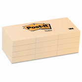 Original Notes, 1-1/2 x 2, Canary Yellow, 12 100-Sheet Pads/pack
