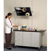 Mobile Arts and Crafts Demonstration Table with Overhead Mirror and Sink