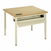 Computer Table with Flip Down Wire Management and Adjustable Height
