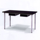 Adjustable Height Steel Frame Science Table with Black Chemical Resistant Top and Book Storage