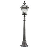 Capri One Light Outdoor Pillar Lantern in Black and Silver