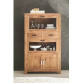Vitrine "Wiam" mit 2 Holzt&uuml;ren und 2 Schubladen