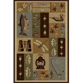 Nature Fishing Motif Novelty Rug