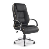 High Back Leather Executive Chair with Contrasting Piping