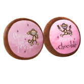 Burst My Bubble Round Pillow in Pink and Brown