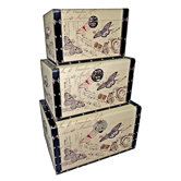 Trunks with Butterflies II (Set of 3)