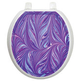 Classic Toilet Seat Applique with Purple Plumes Design