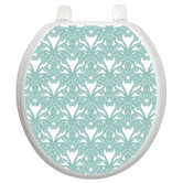 Classic Toilet Seat Applique with Queen Ann's Lace Design Aqua