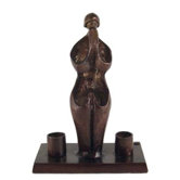 Mother and Daughter Cast Aluminum Candlestick