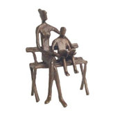Mother and Child Reading in Cast Bronze