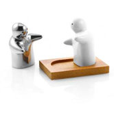 Salt and Pepper Shakers with Bamboo Tray