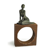 "Contemplation" Figurine on Rustic Stand