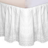 "Hike Up Your Skirt" Embroidered Bedskirt in White
