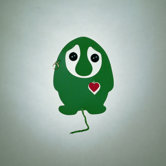 Puffing Troll Heart Mobile in Green / Red