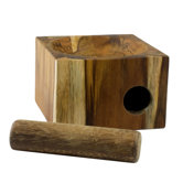 Jan and Maria Jose Artisan Cubic Nature Teakwood Mortar And Pestle