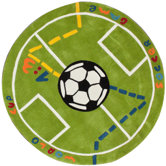 KinderLOOM Soccer Field Green Kids Rug