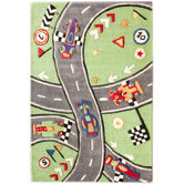 KinderLOOM Race Track Green Kids Rug