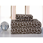 Heavy Weight Printed Flannel Sheet Set in Chocolate Giraffe Print