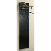 Wandgarderobe "Mast" in Schwarz lackiert / Nussbaum Nachbildung
