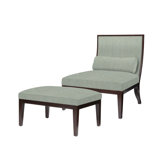 Modern Glamour Hayden Linen Slipper Chair and Ottoman