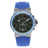 Women's Baguette Crystal Watch with Black Chronograph Dial