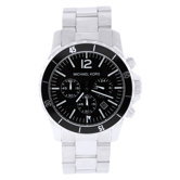 Men's Classic Stainless Steel Watch with Black Chronograph Dial