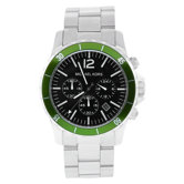 Men's Classic Green Bezel Watch with Black Chronograph Dial