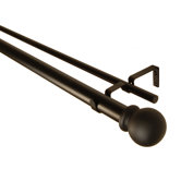 Classic Ball 1.25" Double Curtain Rod in Black