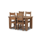 Calgary 5 Piece Solid Oak Fixed top Dining Set with full timber dining chair
