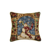 Seasonal Snow Man Design Cushion Cover