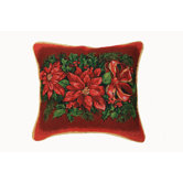 Seasonal Poinsettia Design Cushion Cover