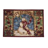 Seasonal Snow Man Design Novelty Rug