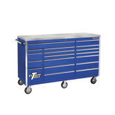 72" 18 Drawer Professional Triple Bank Roller Cabinet in Blue