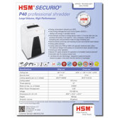 HSM Securio P40c, 35-37sheet, cross-cut, 40 gal. capacity