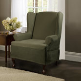 Carter Stretch Wing Chair Slipcover in Olive