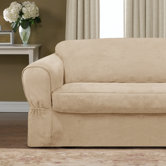 Piped Suede Separate Seat Sofa Slipcover