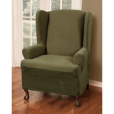 Reeves Stretch One Piece Wing Chair T-Cushion Slipcover