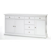 Paris Sideboard with Three Doors and Seven Drawers in White