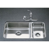 Undertone 9.5" Two Bowl Undermount Kitchen Sink with Squared Basin Style - All Options