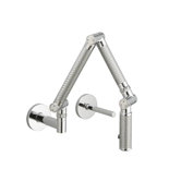 Karbon One Handle Wall Mount Pot Filler Kitchen Faucet with Silver Tube