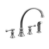 Revival Two Handle Widespread Kitchen Faucet with 9-13/16" Spout, Side Spray and Traditional Lever Handles