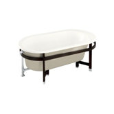 Iron Works Tellieur 66" x 36" Freestanding Bath with Almond Exterior and Black Forest Surround