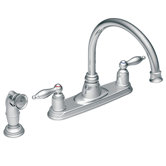Castleby Two Handle Centerset High Arc Kitchen Faucet with Side Spray