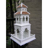 Pagoda Tower Bird Feeder in Victorian White
