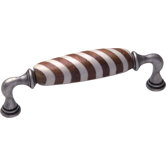 Genuine Bone and Hardwood Brown and White Handle Pull in Old Silver